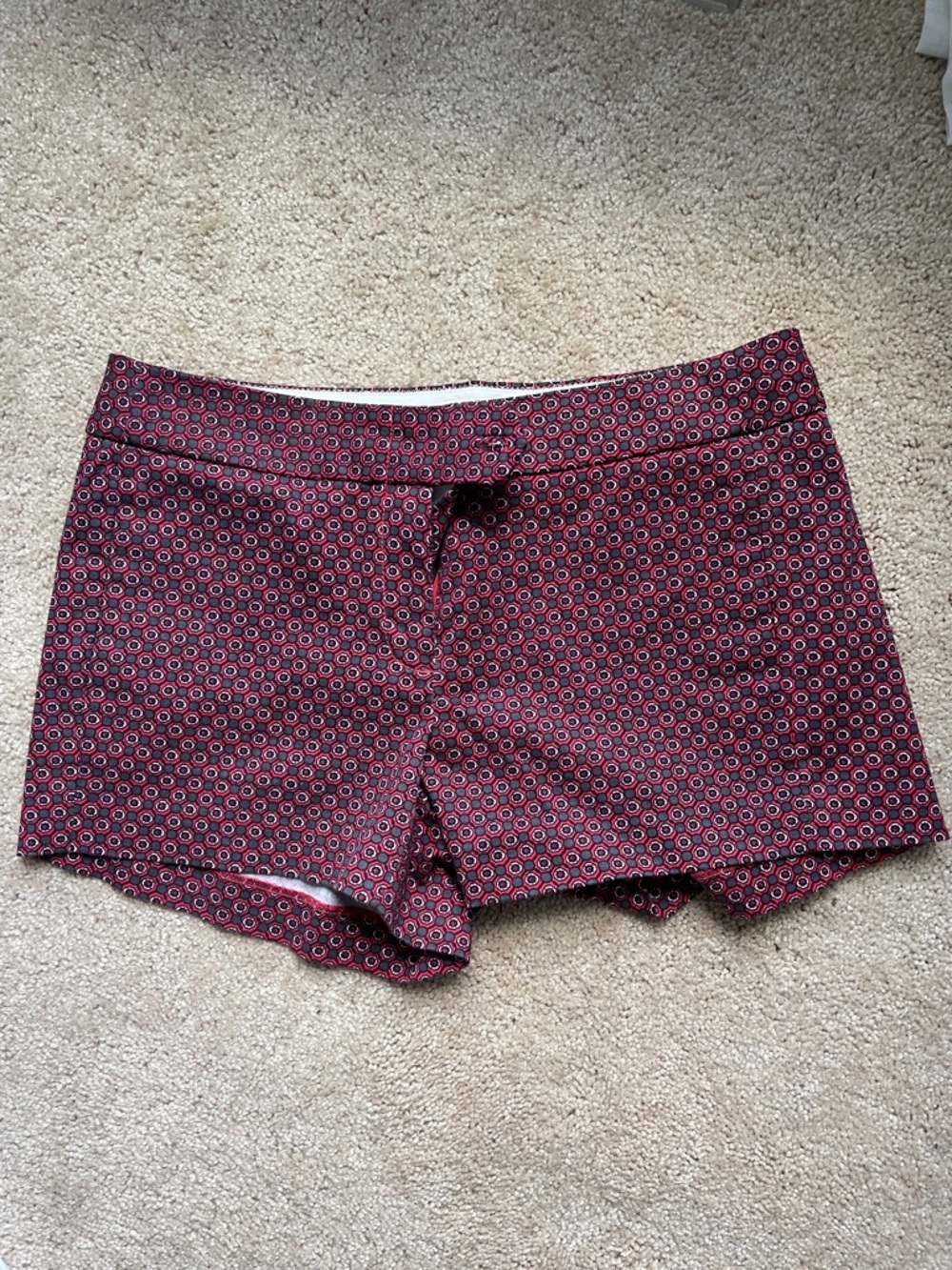 NWT J. Crew Red Geometric Shorts